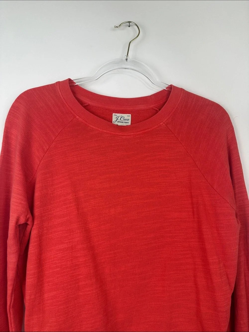 J. Crew Vintage Fleece Orange Red Cotton Crew Neck Pullover Sweatshirt XXS